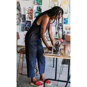 Merna Maita Denim Jumpsuit Tank Dark Wash Indigo Medium Jean One Piece